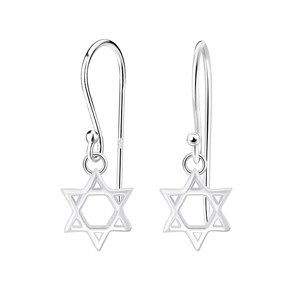 Silver Star Of David Earrings - 6716