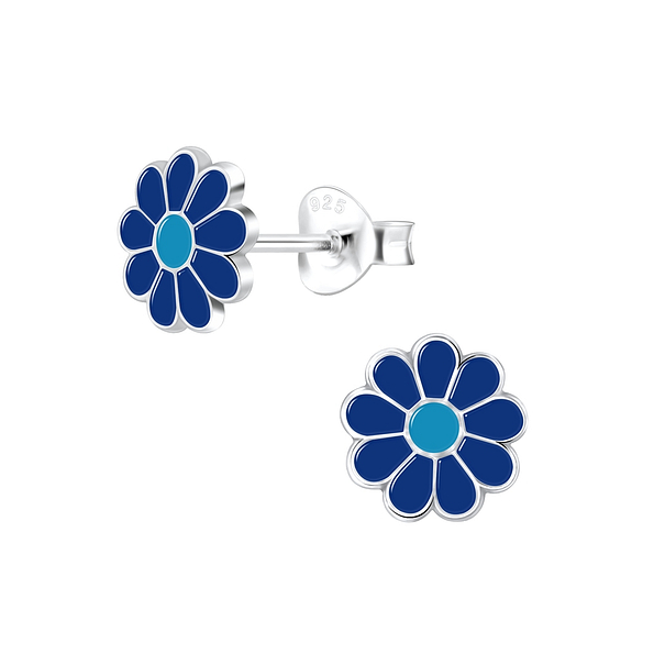 Silver Daisy Flower Stud Earrings - 6688