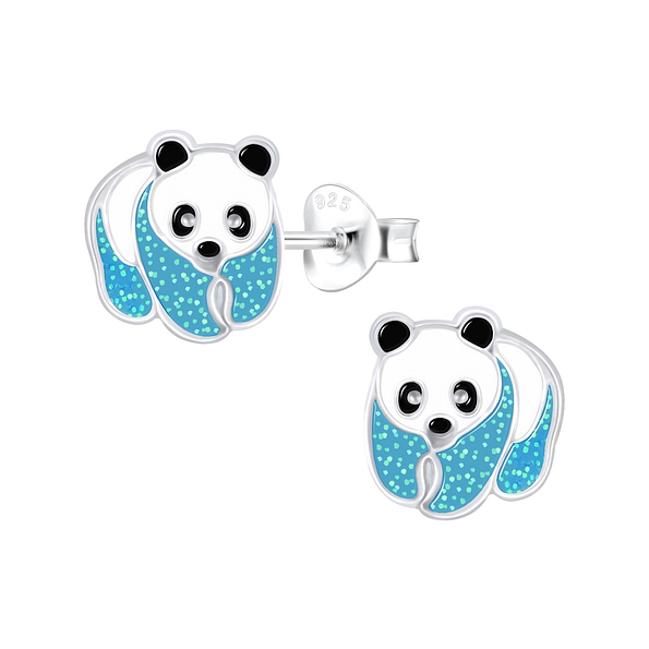 Silver Panda Stud Earrings - 6356