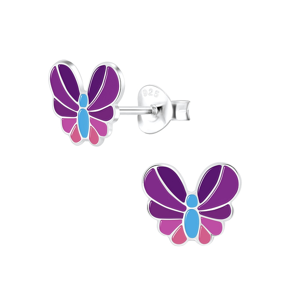 Silver Butterfly Stud Earrings - 6124