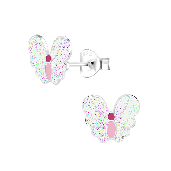Silver Butterfly Stud Earrings - 6117