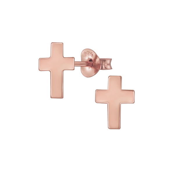 Silver Cross Stud Earrings - 6624