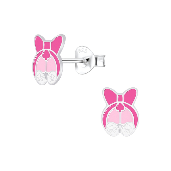 Silver Dog Stud Earrings - 6045