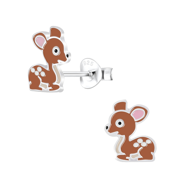 Silver Deer Stud Earrings - 6589