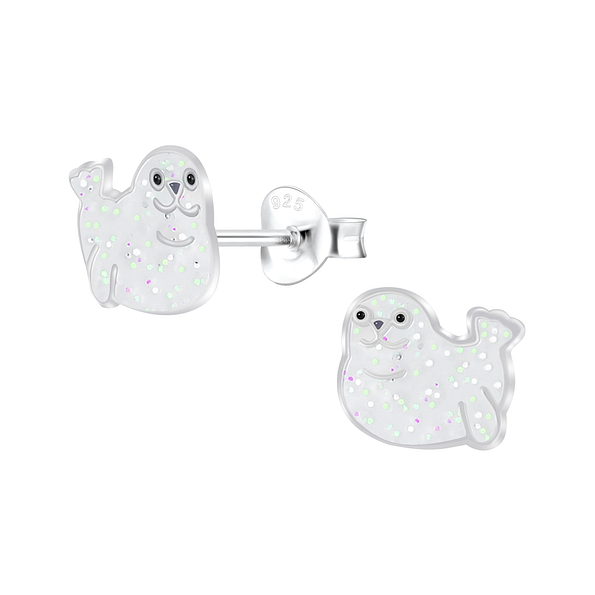 Silver Seal Stud Earrings - 6738