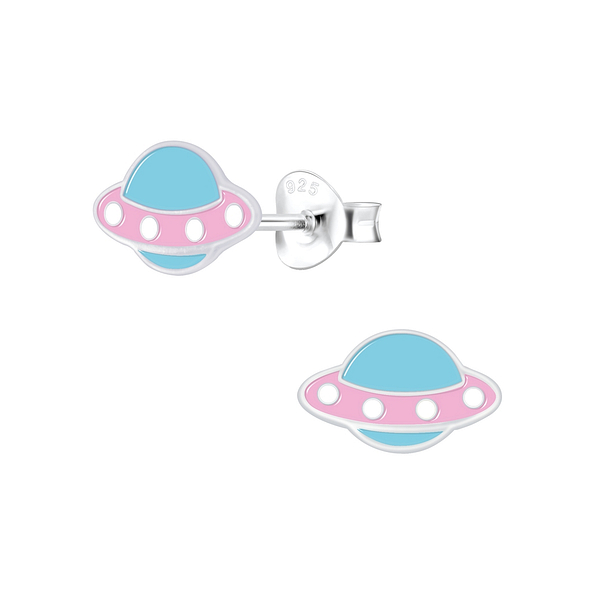Silver UFO Stud Earrings - 6756