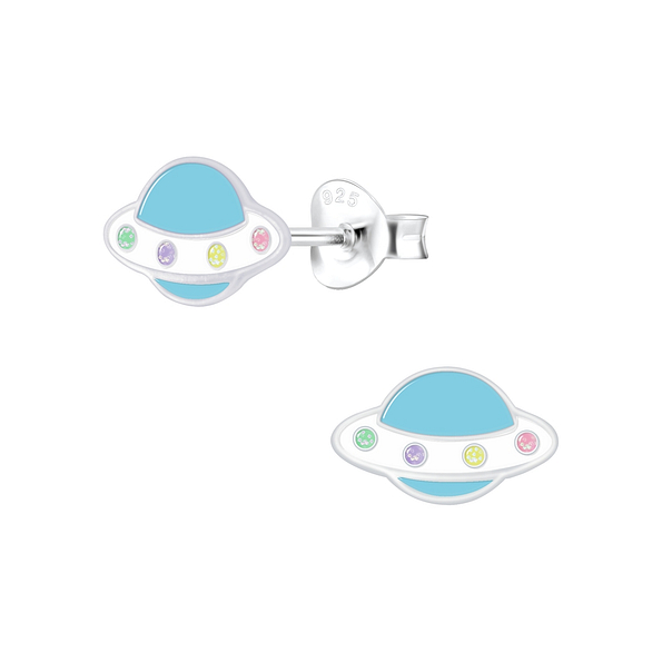 Silver UFO Stud Earrings - 6759
