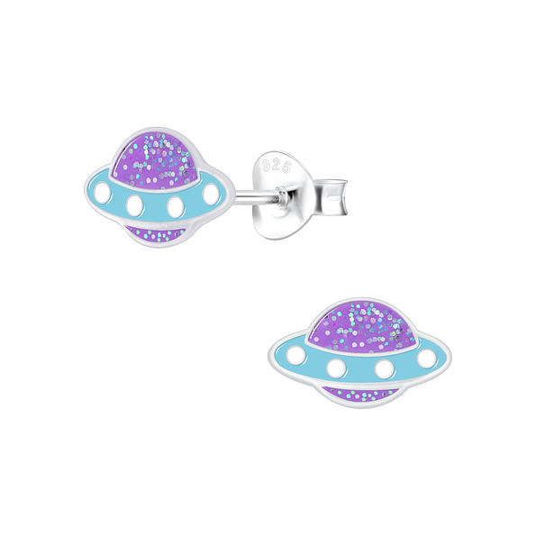 Silver UFO Stud Earrings - 6761