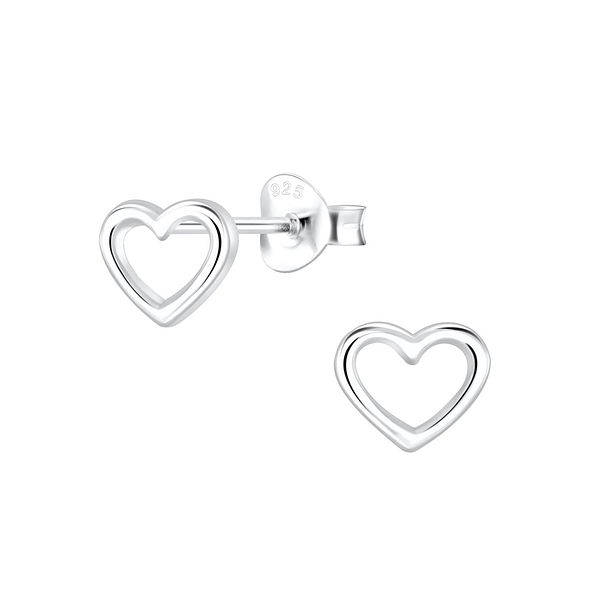 Silver Heart Stud Earrings - 6705