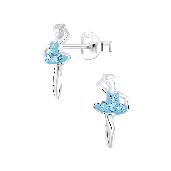 Silver Ballerina Stud Earrings - 5774