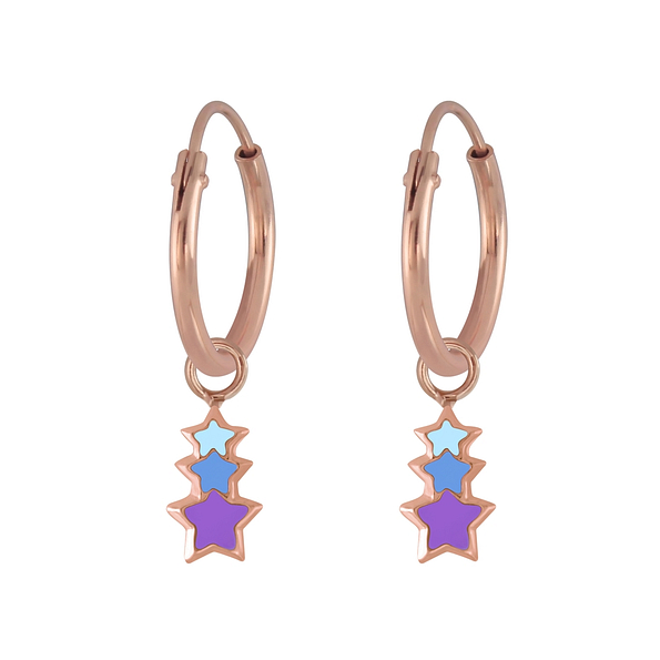 Silver Star Charm Hoop Earrings - 6745 Silver Star Charm Hoop Earrings - 6745