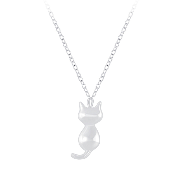 Silver Cat Necklace - 6730