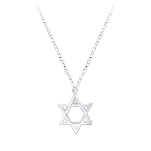 Silver Star Of David Necklace - 6727