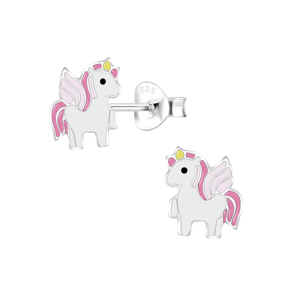 Silver Unicorn Stud Earrings - 6863