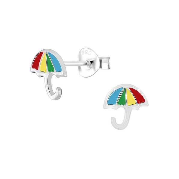 Silver Umbrella Stud Earrings - 6067