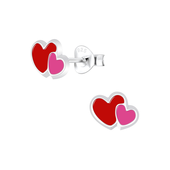 Silver Heart Stud Earrings - 5940