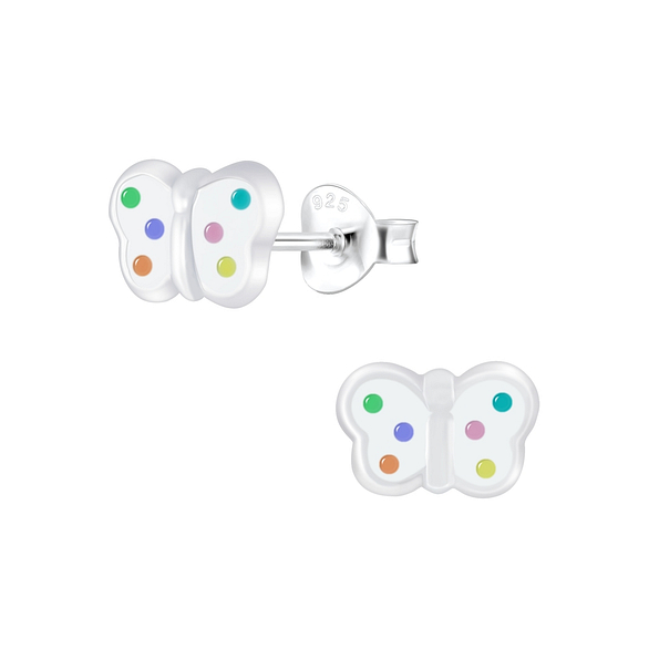 Silver Butterfly Stud Earrings - 6662