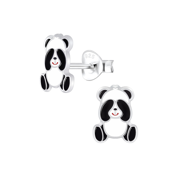 Silver Panda Stud Earrings - 6815