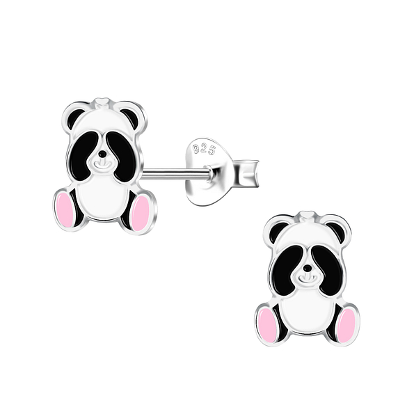 Silver Panda Stud Earrings - 6813