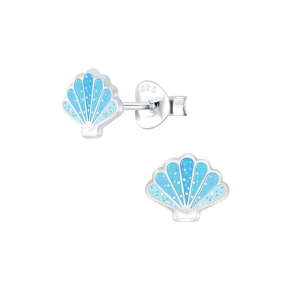 Silver Shell Stud Earrings - 6632