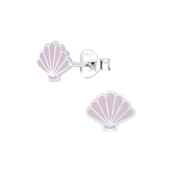 Silver Shell Stud Earrings - 6631