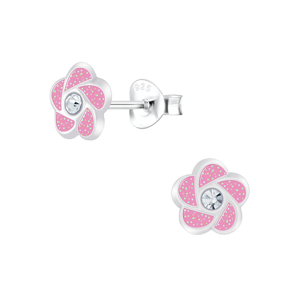 Silver Flower Stud Earrings - 5985