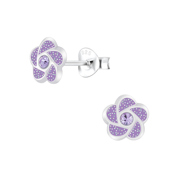 Silver Flower Stud Earrings - 5980