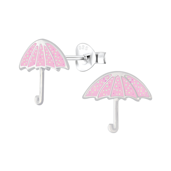 Silver Umbrella Stud Earrings - 6129