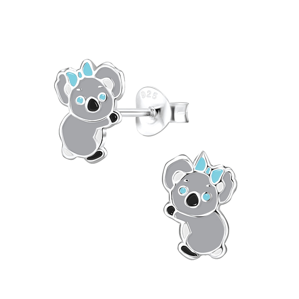 Silver Koala Stud Earrings - 6812