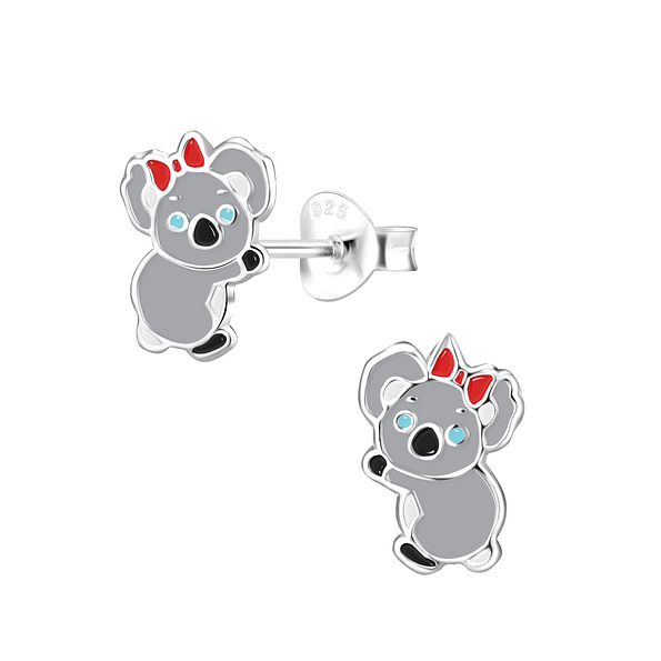 Silver Koala Stud Earrings - 6811