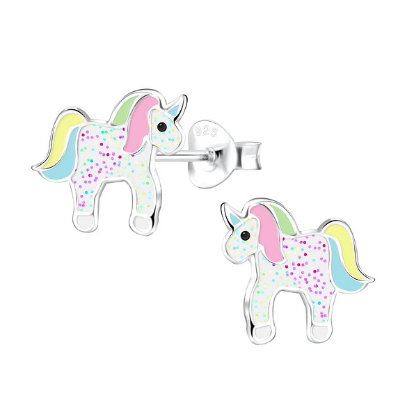 Silver Unicorn Stud Earrings - 5825