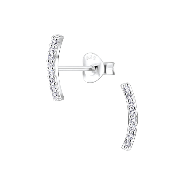Silver Bar Stud Earrings - 5051