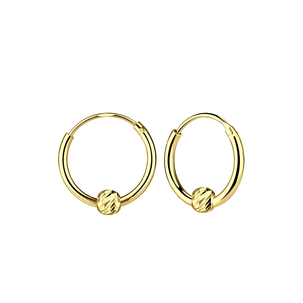 Silver Diamond Cut Ball Hoop Earrings - 6850
