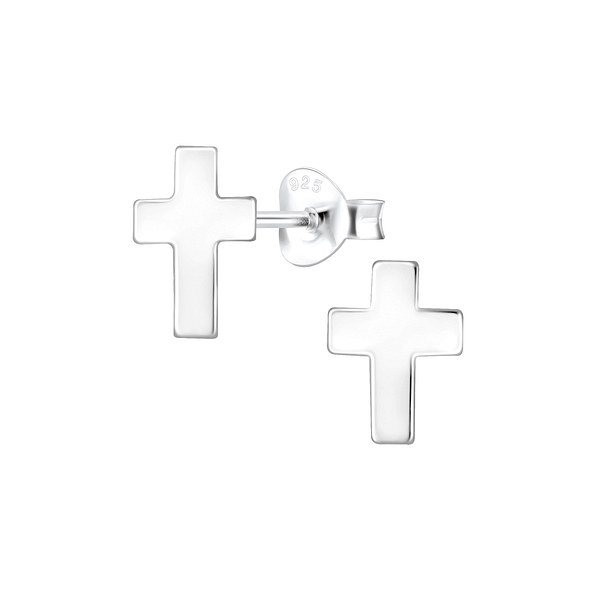 Silver Cross Stud Earrings - 6622