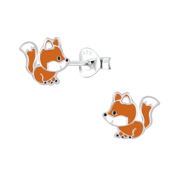 Silver Fox Stud Earrings - 5757