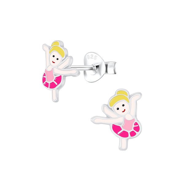 Silver Ballerina Stud Earrings - 6683