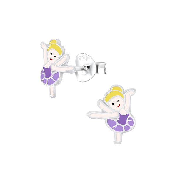 Silver Ballerina Stud Earrings - 6685
