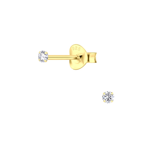2mm Round Cubic Zirconia Silver Stud Earrings - 6853