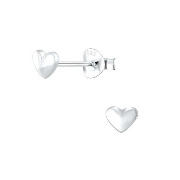 Silver Heart Stud Earrings - 6949