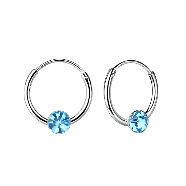 4mm Round Crystal Hoop Earrings - 6916