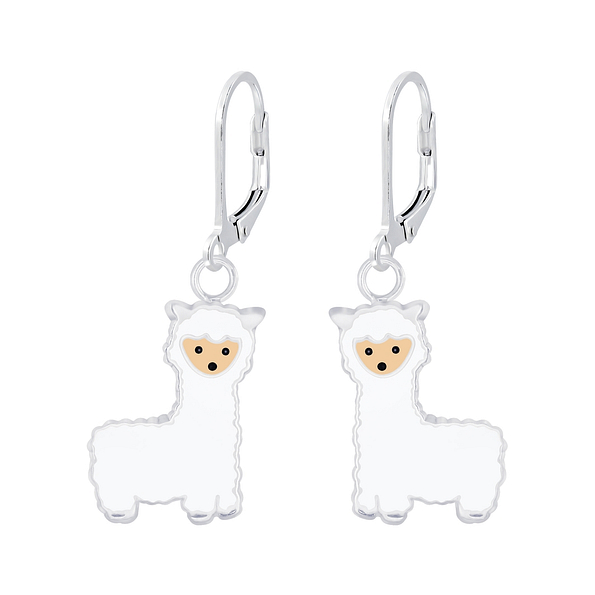 Silver Alpaca Lever Back Earrings - 6947