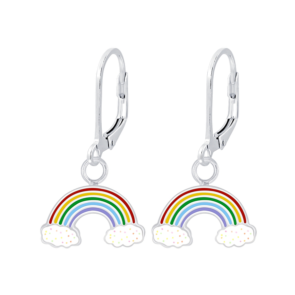 Silver Rainbow Lever Back Earrings - 6945