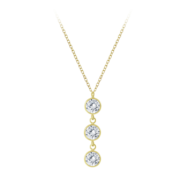 Silver Round Cubic Zirconia Necklace - 6894