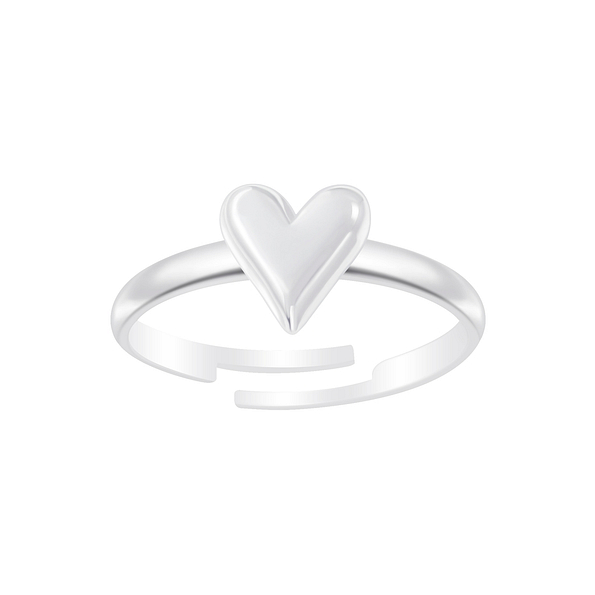 Silver Heart Adjustable Ring - 6935