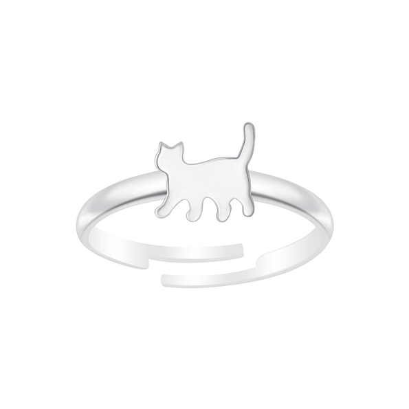 Silver Cat Adjustable Ring - 6971