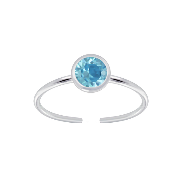 5mm Silver Open Ring with Crystal - 6979 5mm Silver Open Ring with Crystal - 6979