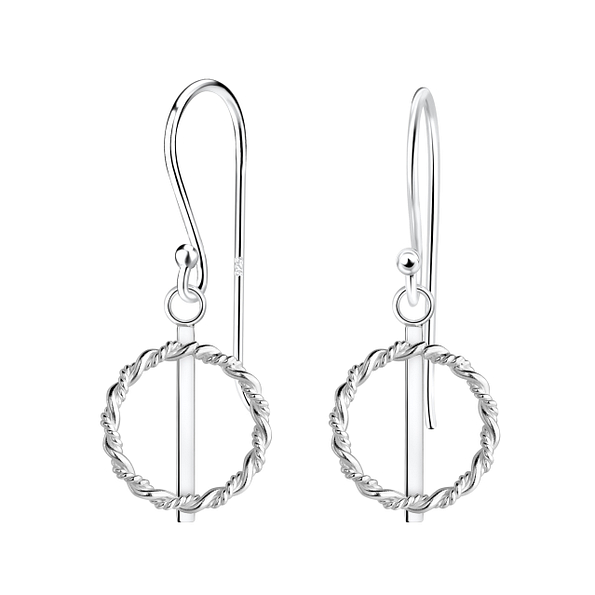 Silver Twisted Circle Earrings - 2799
