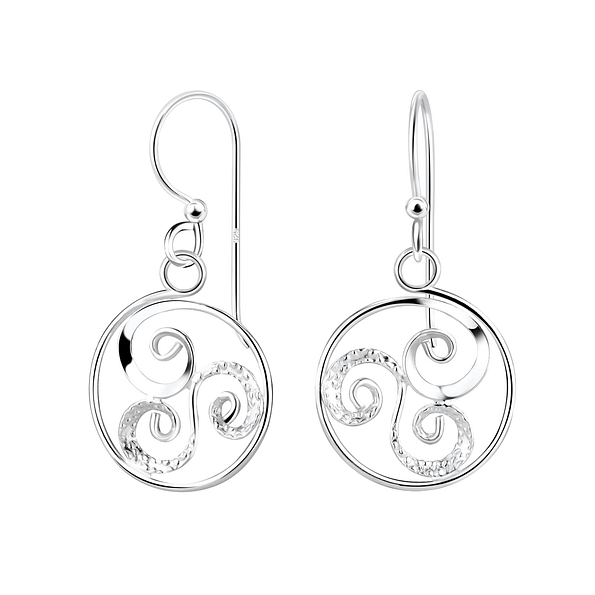Silver Spiral Earrings - 7087