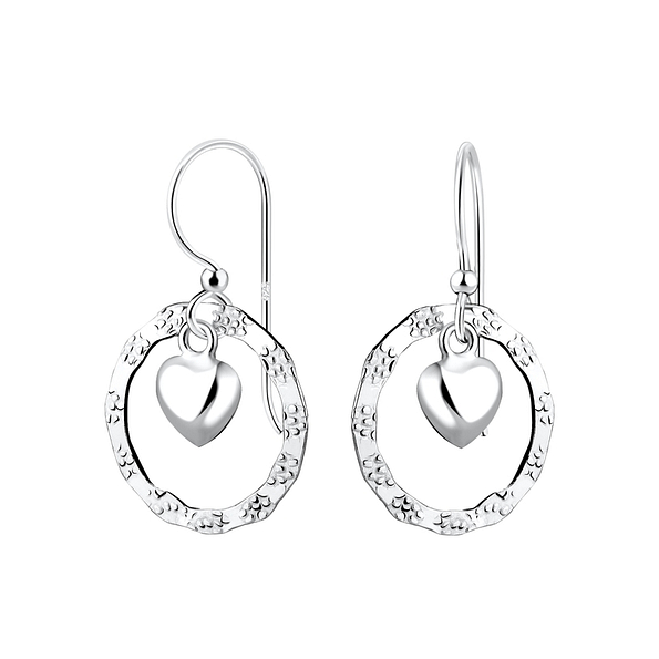 Silver Heart Earrings - 7092