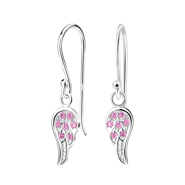 Silver Wing Cubic Zirconia Earrings - 4535